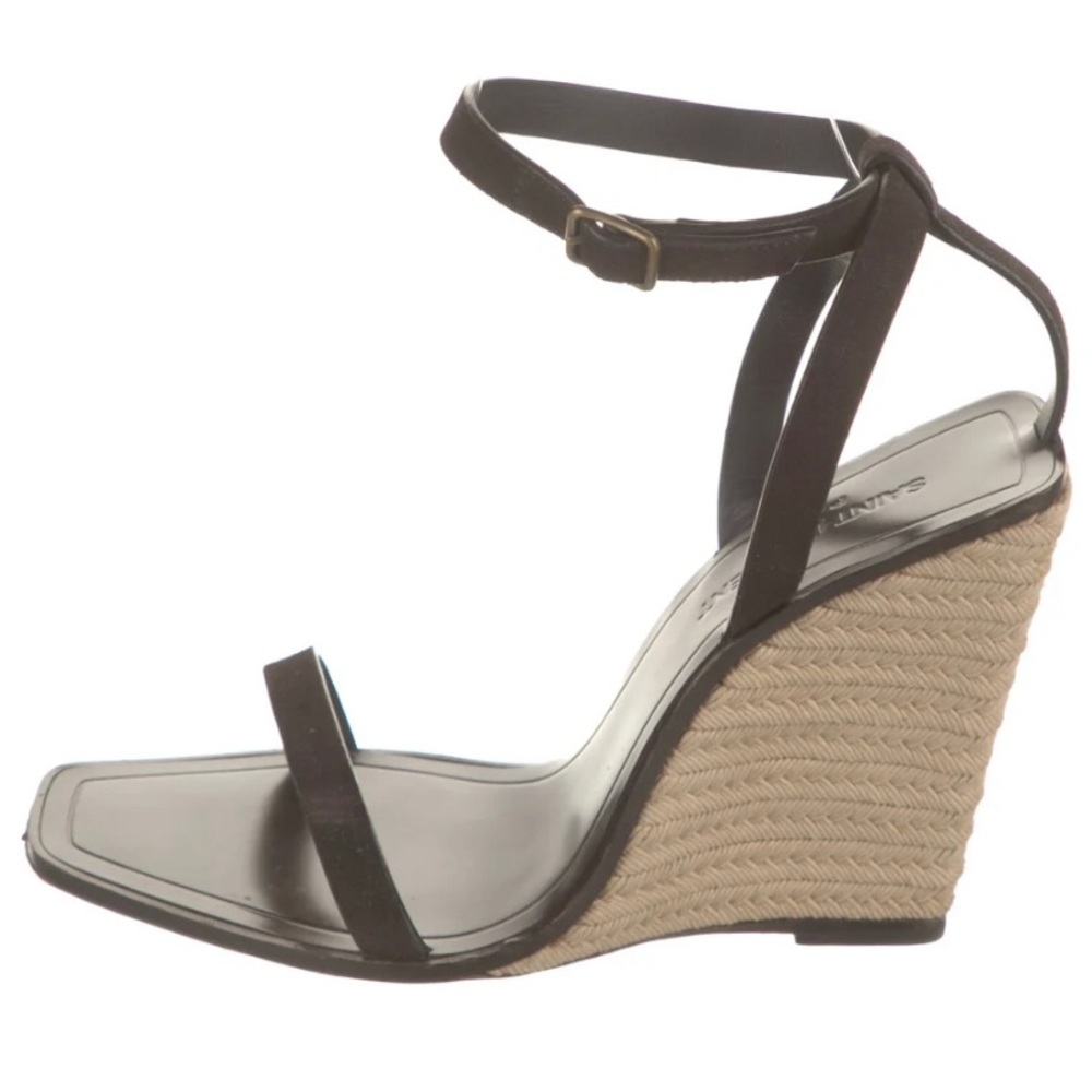 Saint Laurent brown wedge sandals in size 37 1/2